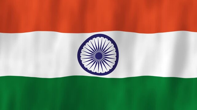 India South Asia flag country animation 3D symbol design waving in wind movement national patriotism world culture emblem banner green white orange