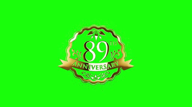 89th Happy Anniversary, Luxury 89th Years Wedding Anniversary, 89th Anniversary Golden Text Animation Video On Green Screen, Celebrate 89th Years Wedding 