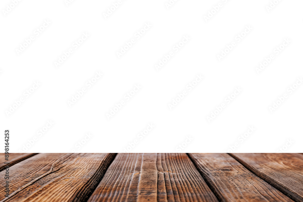 Aufkleber empty rustic wooden tabletop isolated on white background