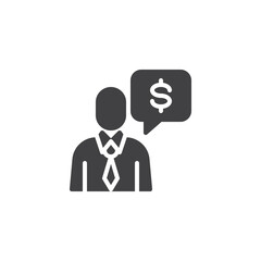 Person in a suit giving financial advice vector icon