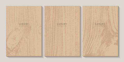 Set of wooden textures. Eco concept background with wood annual rings texture. Banner with tree ring pattern. Stamp of tree trunk in section. Templates with wooden concentric circles. Light wood