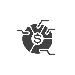 Obraz premium Pie chart with different expense categories vector icon