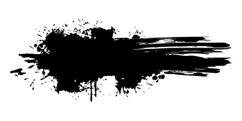 Black ink splash on a white background