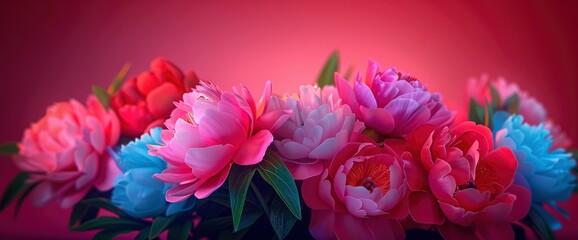 Summer Blossoming Delicate Peony Flowers, Creating A Festive And Romantic Background