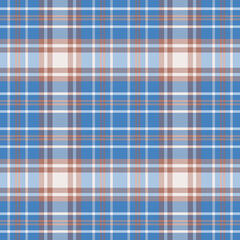 Tartan plaid. Scottish pattern in blue, red and white cage. Scottish cage. Traditional Scottish checkered background. Seamless fabric texture For textile, packing.