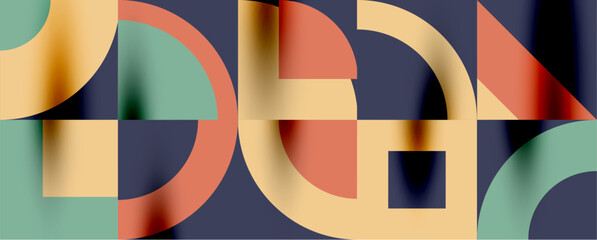 Obraz premium Neo memphis geometric pattern with circles, squares. Pop art abstract background for covers, banners, flyers and posters and other templates