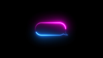 illustration of neon message balloon with two colours pink and blue