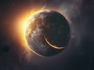 Obraz premium Planet with Moon Background