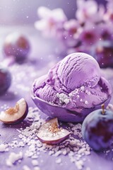 Fototapeta premium Ice cream close-up with fruit flavor. Selective focus.