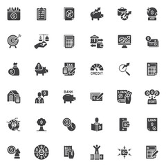 Finance management vector icons set