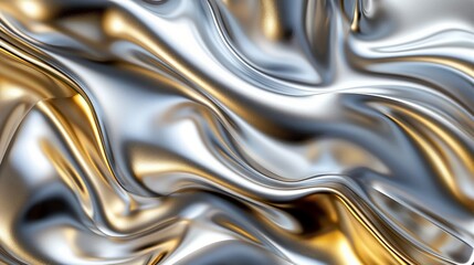 A shiny gold fabric with a wave pattern. Abstract background