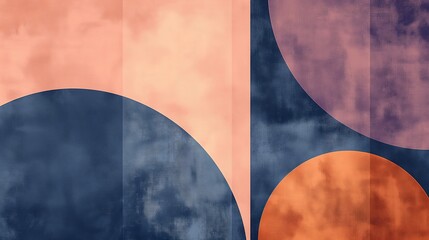 A painting of a blue and orange circle with a blue circle in the middle. Abstract background