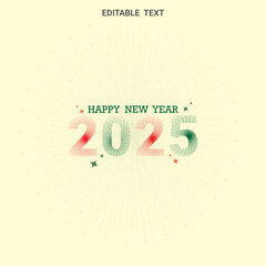 Happy New Year 2025 premium editable text effect Vector illustration template