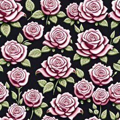 Elegant rose garden with baroque elements and metallic accents