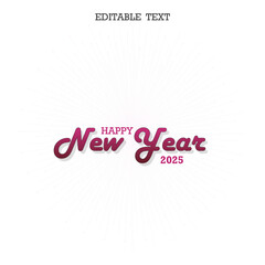 Happy New Year 2025 premium editable text effect Vector illustration template