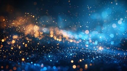 Fototapeta premium Sparkling Blue and Gold Glitter Background