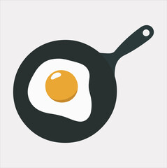 frying pan with Fried egg silhouette vector on a white background
