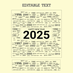 Happy New Year 2025 premium editable text effect Vector illustration template