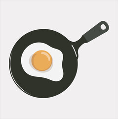 frying pan with Fried egg silhouette vector on a white background