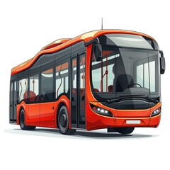 An electric bus, transportation element, illustration style, vibrant, isolated on white background