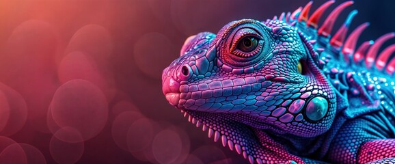 Obraz premium Neon Basilisk Portrait