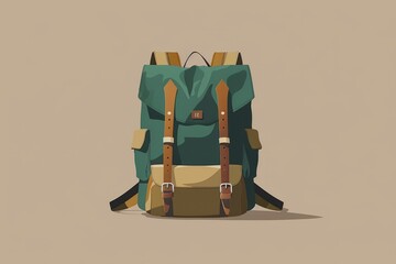 Flat design illustration portraying a backpack, simple and functional