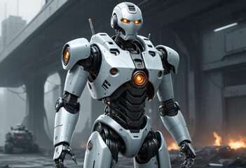 Naklejka premium Digital illustration of a futuristic robot. 