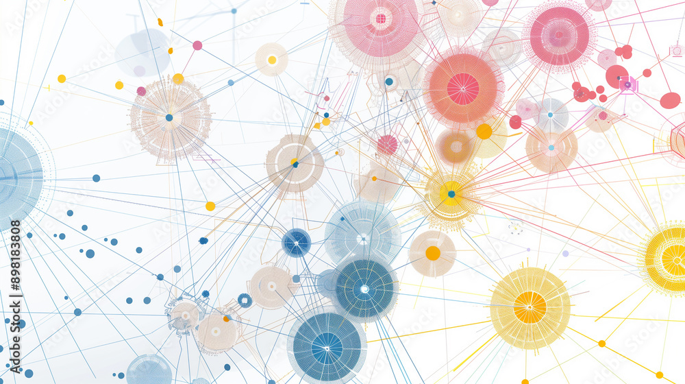 Poster abstract background with circles and dots. technology concept. 3d rendering