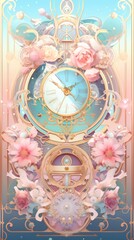 Naklejka premium Gear flower clock architecture.