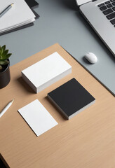  Minimalist business card mockup on a clean desk. 