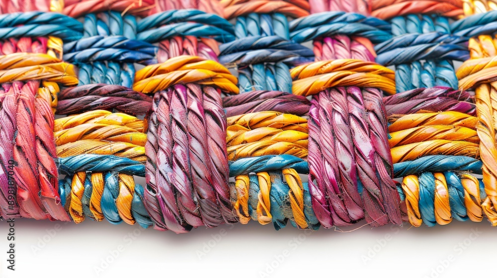 Aufkleber The image showcases a close-up view of a colorful woven texture, displaying intricate patterns and a mix of vivid colors, emphasizing craftsmanship and artistry.