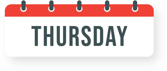 Thursday Calendar. Date days to-do list. Reminder, schedule line simple sign. Organizer concept