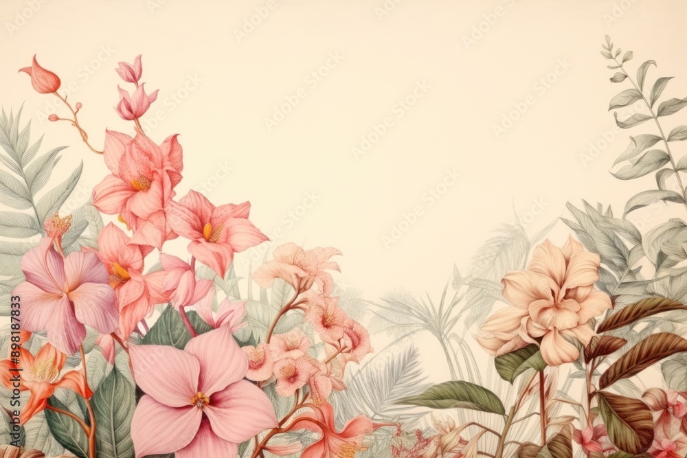 Sticker vintage drawing of safari flower sketch backgrounds.