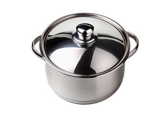 Stainless steel pot isolated on transparent or white background.