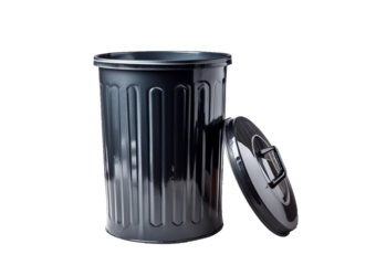 trash can, opened, top at side isolated on transparent or white background