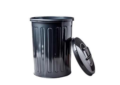 trash can, opened, top at side isolated on transparent or white background
