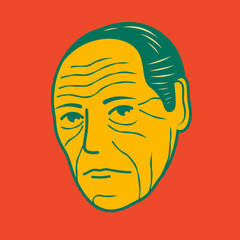 Old man face avatar illustration graphic design 67
