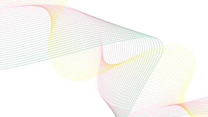 Abstract vector colorful wave line flowing isolated on white background. Abstract flowing wavy lines. Colorful dynamic wave. Vector design element for concept of music, party, technology, modern.