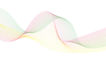 Abstract vector colorful wave line flowing isolated on white background. Abstract flowing wavy lines. Colorful dynamic wave. Vector design element for concept of music, party, technology, modern.