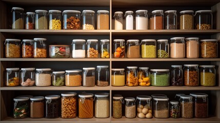 home storage area organize management home interior design pantry shelf and storage for store food and stuff in kitchen home design concept