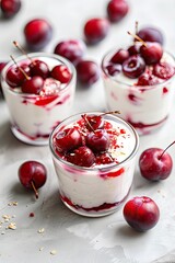 fruit yogurt close-up. Selective focus.