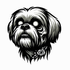 Shih Tzu Cute Dog Zombie Cartoon Vector Icon Illustration. Animal Halloween Icon Concept Isolated Premium Vector. Flat Cartoon Style