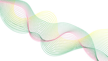 Abstract dots particles flowing wavy colorful isolated on white background. Vector illustration design elements in concept of technology, energy, science, music.