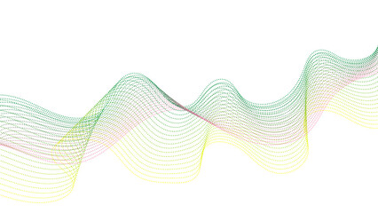 Abstract dots particles flowing wavy colorful isolated on white background. Vector illustration design elements in concept of technology, energy, science, music.