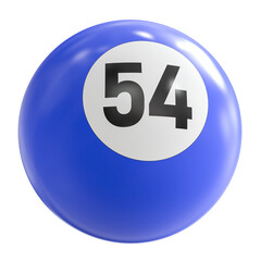 3D Render of Blue Billiard Ball Number 54