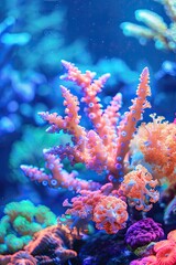 Obraz premium Beautiful corals underwater. Selective focus.