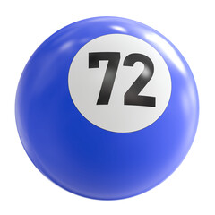3D Render of Blue Billiard Ball Number 72
