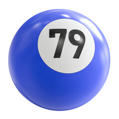 3D Render of Blue Billiard Ball Number 79