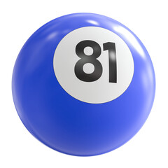 3D Render of Blue Billiard Ball Number 81