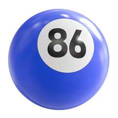 3D Render of Blue Billiard Ball Number 86